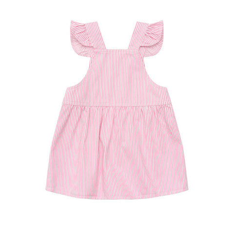 Candy Stripe Pinafore - Bubblegum Stripe - Huxbaby DISCOUNTED