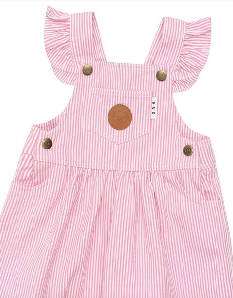 Candy Stripe Pinafore - Bubblegum Stripe - Huxbaby DISCOUNTED