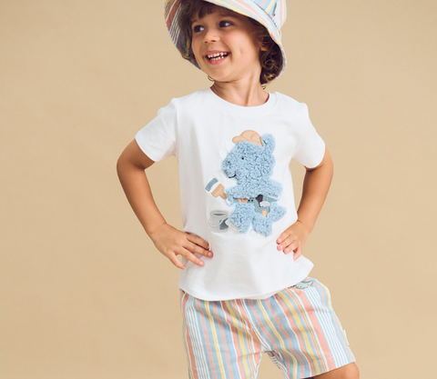 Tradie Furry Dino T-Shirt - White - Huxbaby