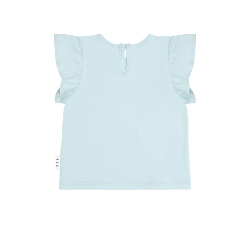 Mercorn Glitter Frill T-Shirt - Soft Aqua - Huxbaby DISCOUNTED