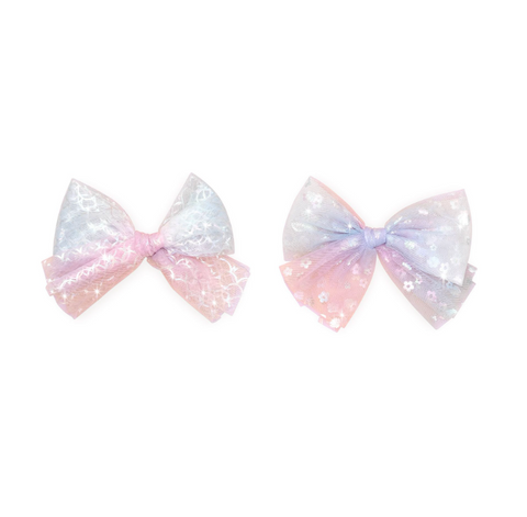 Daisy Seashell Tulle Bow - 2 Pack - Huxbaby