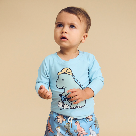 Construction Dino Rashguard - Ocean - Huxbaby DISCOUNTED