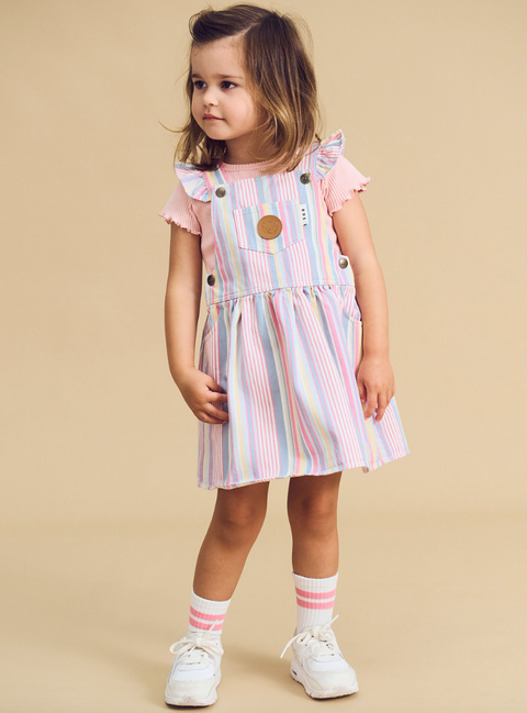 Rainbow Stripe Pinafore - Huxbaby DISCOUNTED