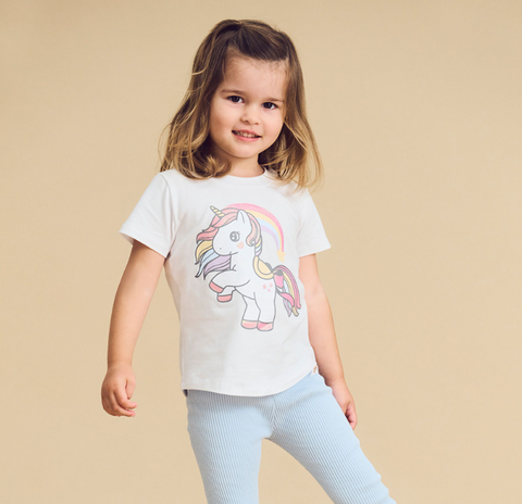 Rainbow Unicorn T-Shirt - White - Huxbaby  DISCOUNTED