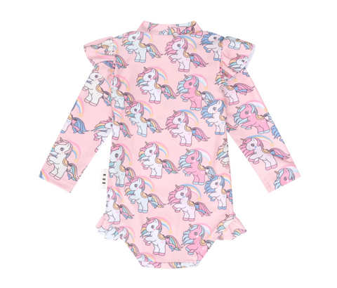 Rainbow Unicorn Zip Swimsuit - Candy - Huxbaby DISCOUNTED