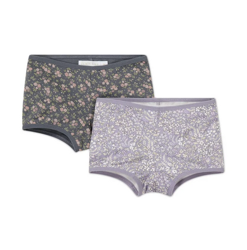 Organic Cotton 2PK Girls Shortie - April Lilac/Rosalie Floral Lava - Jamie Kay DISCOUNTED