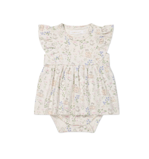 Organic Cotton Elianna Playsuit - Moons Garden Lavender - Jamie Kay