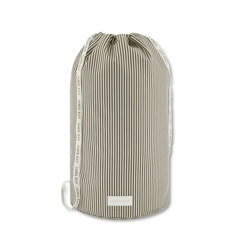 Swim Bag - Fine Vertical Stripe Dark Olive - Jamie Kay