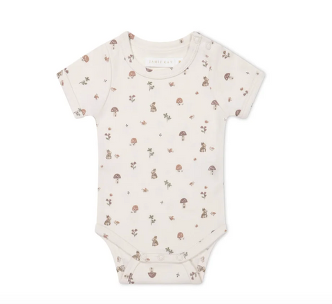 Hudson Short Sleeve Bodysuit - Woodland Friends - Jamie Kay - DISCOUNTED