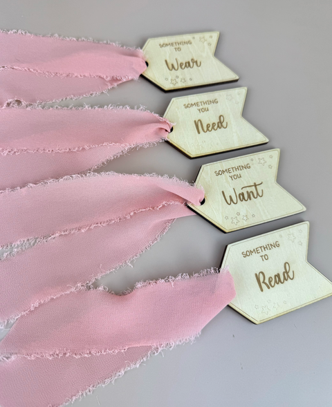 Christmas 'Something' gift tag set - Pink Ribbon - Luma Light