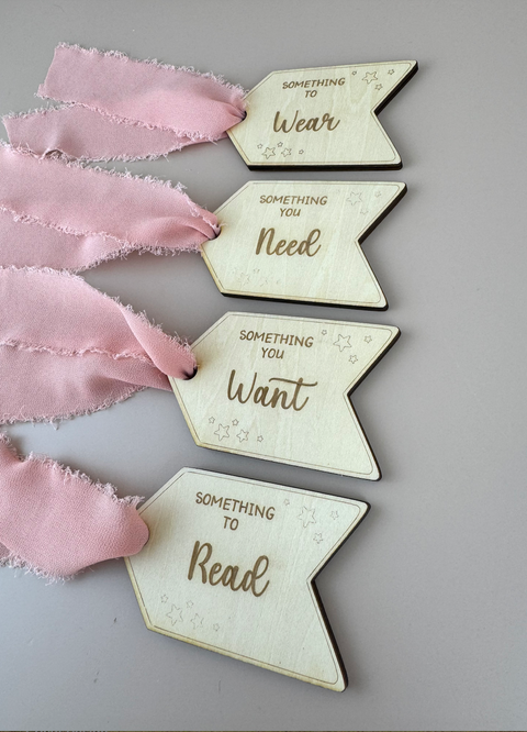 Christmas 'Something' gift tag set - Pink Ribbon - Luma Light