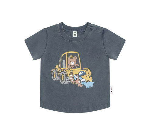 Digger Hux T-Shirt - Washed Navy - Huxbaby DISCOUNTED