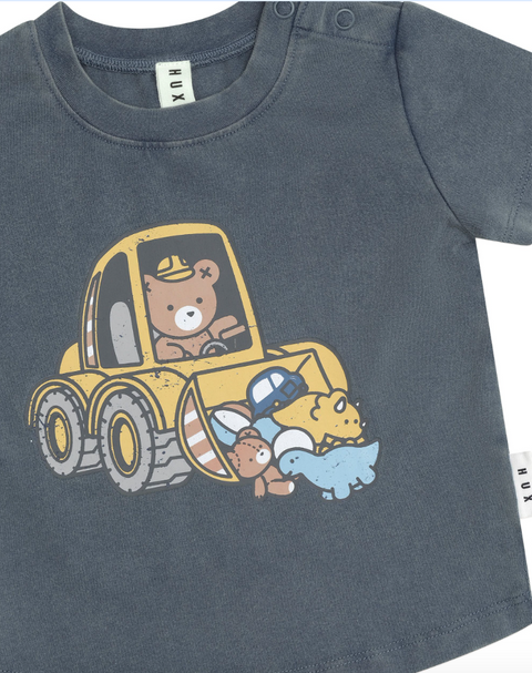 Digger Hux T-Shirt - Washed Navy - Huxbaby DISCOUNTED