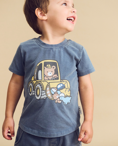 Digger Hux T-Shirt - Washed Navy - Huxbaby DISCOUNTED