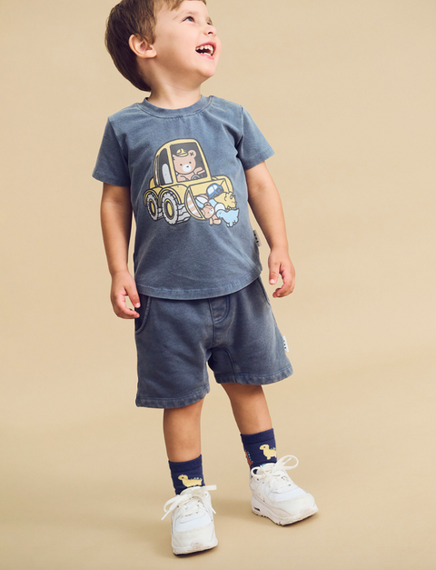 Digger Hux T-Shirt - Washed Navy - Huxbaby DISCOUNTED