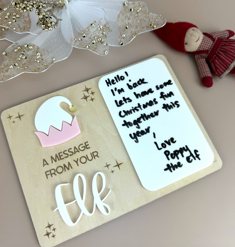 A message from your elf reusable board - blush - Elf on the shelf prop-- Luma Light