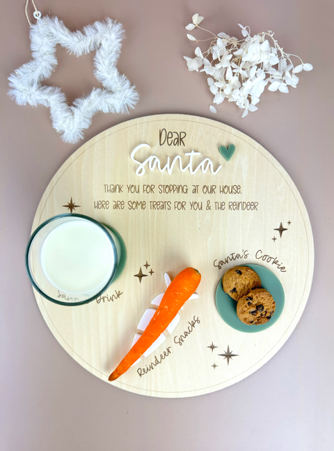 Dear Santa Tray - Round Olive - Christmas Eve Treat Board - Luma Light