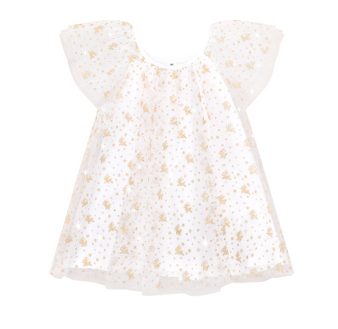 Christmas Reindeer Tulle Dress - White - Huxbaby