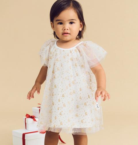 Christmas Reindeer Tulle Dress - White - Huxbaby