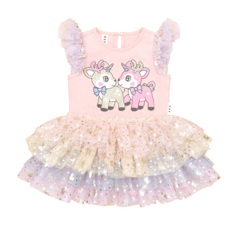 Reindeer Friends Tulle Dress - Candy - Huxbaby