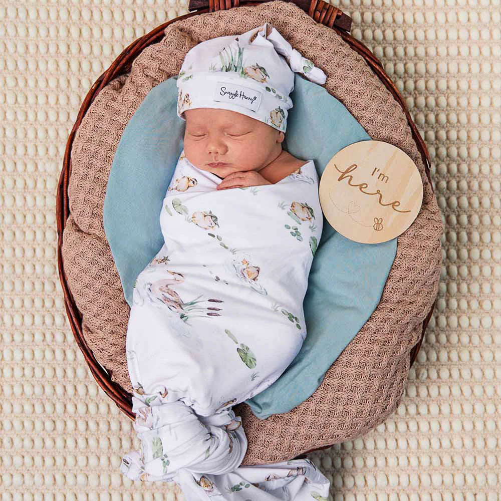 Duck Pond Organic Jersey Wrap & Beanie Set - Snuggle Hunny