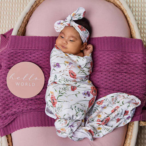 Meadow Organic Jersey Wrap & Topknot Set - Snuggle Hunny