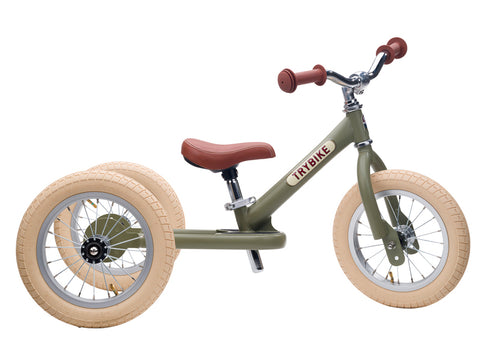 Convertible Trike & Balance Bike - Matte Green - Trybike