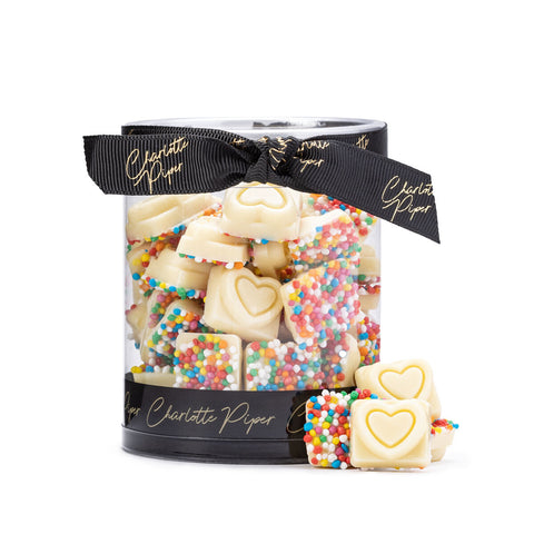 Tiny Hearts White Chocolate with Sprinkles 130g - Charlotte Piper DISCOUNTED