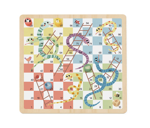 My Forest Friends 2 in 1 Wooden Board Game - Snakes & Ladders + Ludo - Tooky Toy