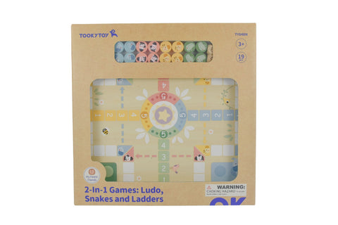 My Forest Friends 2 in 1 Wooden Board Game - Snakes & Ladders + Ludo - Tooky Toy