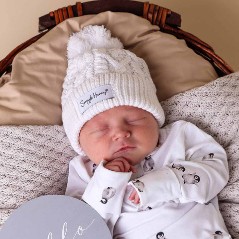 White Organic Knit Beanie - Snuggle Hunny