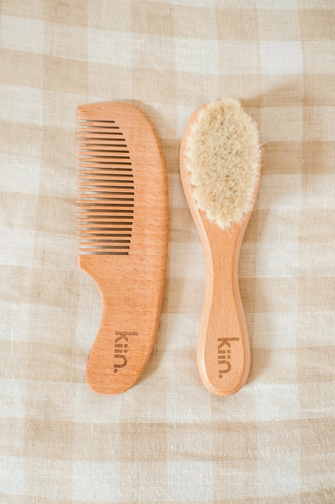 Wooden Baby Brush + Comb Set  - Kiin