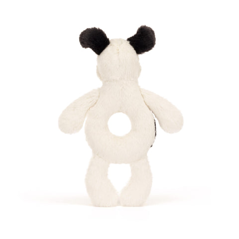 Bashful Black & Cream Puppy Ring  Rattle - Jellycat