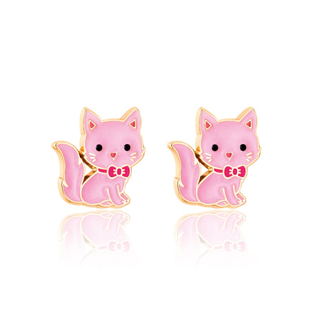 Pink Kitty Cutie Stud Earrings - Girl Nation