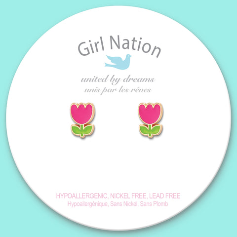 Tiny Tulip Cutie Stud Earrings - Girl Nation