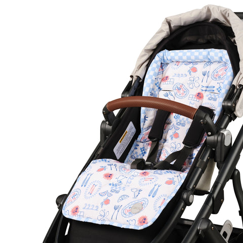 Reversible Pram Liner - Mediterranean/Blue Check - OIOI