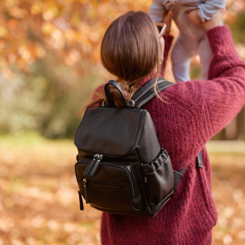 Mini Signature Backpack - Black Vegan Leather - OIOI