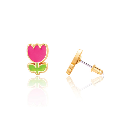 Tiny Tulip Cutie Stud Earrings - Girl Nation