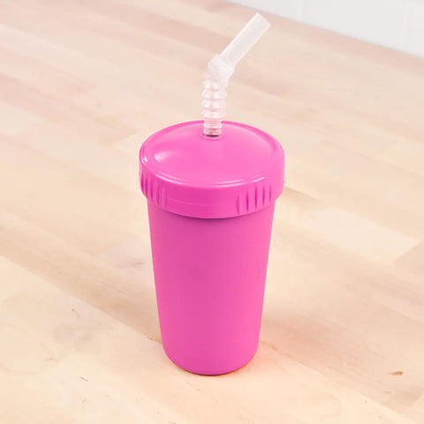 Straw Cup with Reusable Straw - Bright Pink - Replay