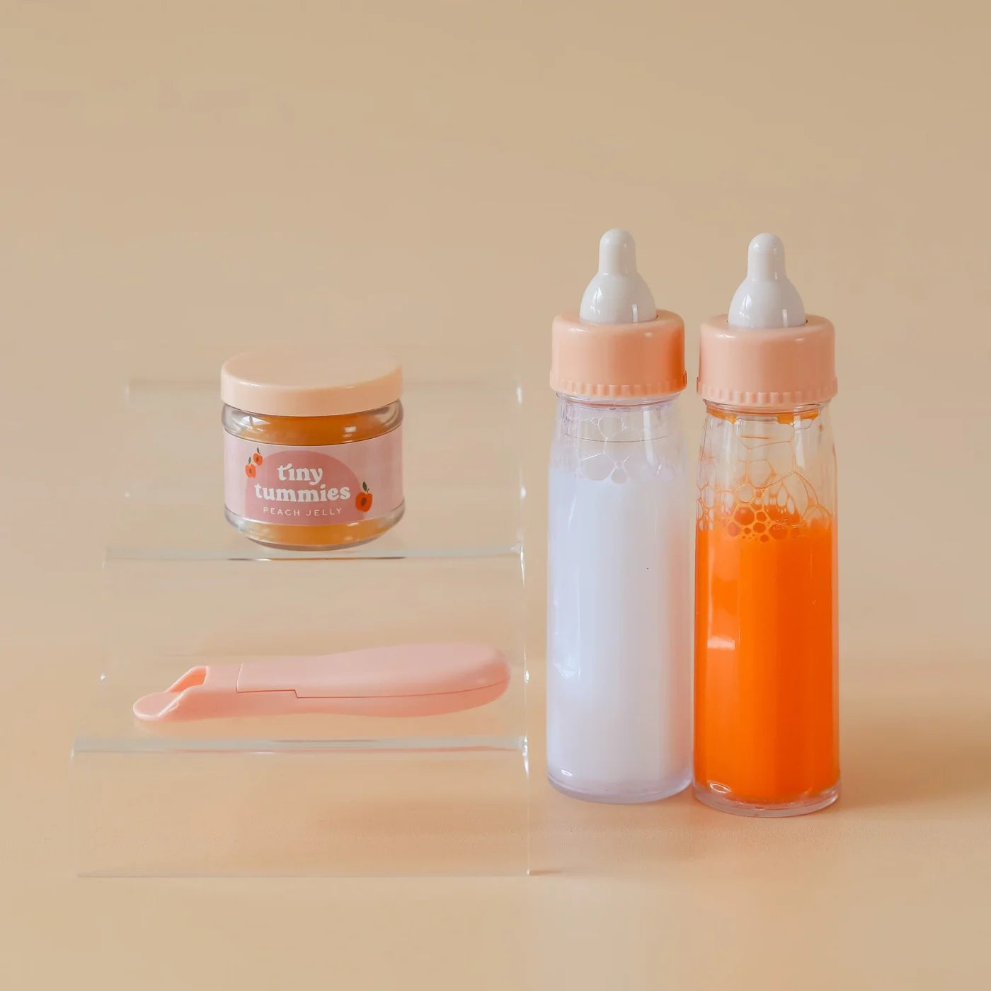 Tiny Tummies Peach Jelly Food Jar and Spoon Set - Tiny Harlow