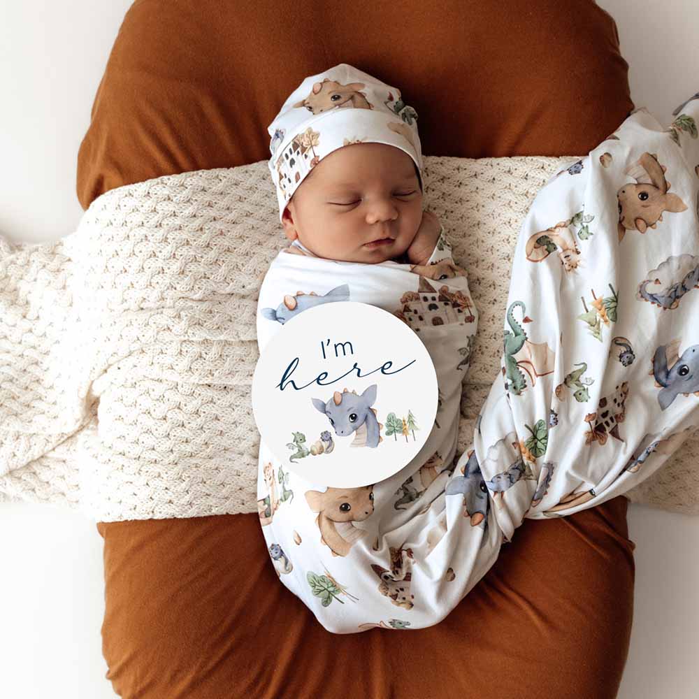 Dragon Organic Jersey Wrap & Beanie Set - Snuggle Hunny