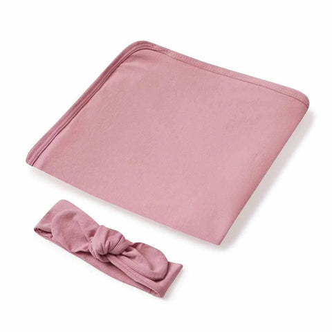 Jewel Pink Organic Jersey Wrap & Topknot Set - Snuggle Hunny