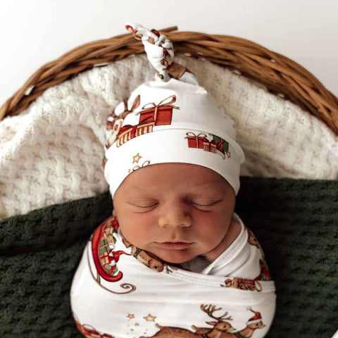 Reindeer Organic Knotted Beanie - Snuggle Hunny