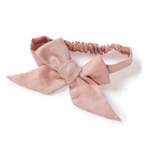 Dusty Pink Pre-Tied Linen Bow - Snuggle Hunny