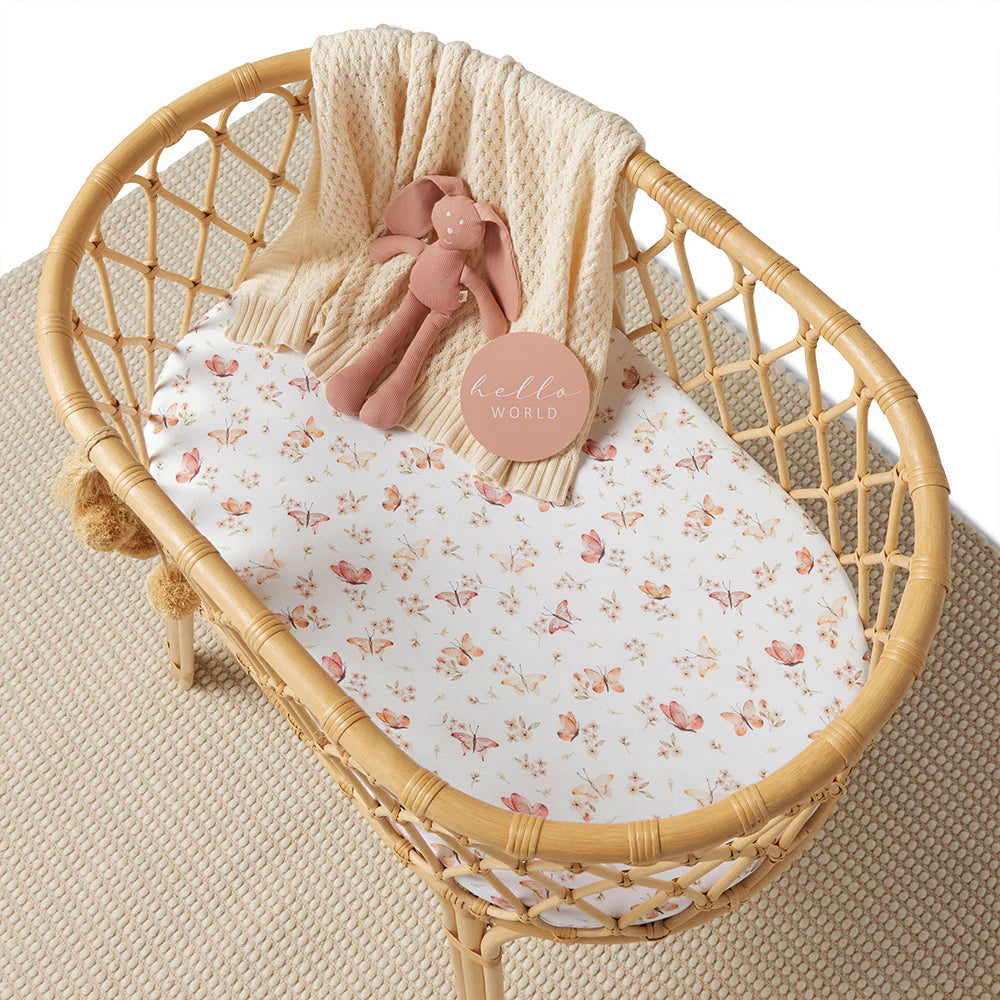 Butterfly Organic Bassinet Sheet / Change Pad Cover - Snuggle Hunny