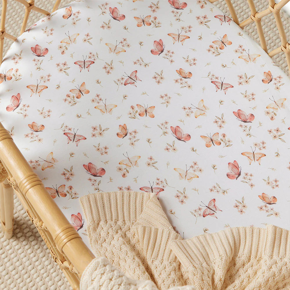 Butterfly Organic Bassinet Sheet / Change Pad Cover - Snuggle Hunny