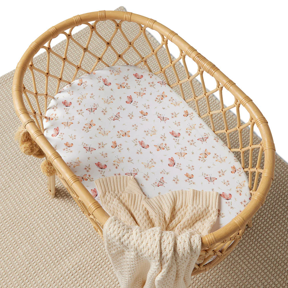 Butterfly Organic Bassinet Sheet / Change Pad Cover - Snuggle Hunny