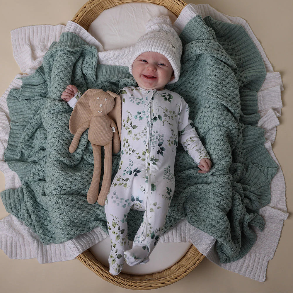 Eden Organic Snuggle Sleepsuit Zip Footie - Snuggle Hunny