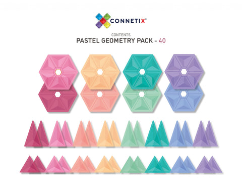 Pastel Geometry Pack 40 pc -  Connetix Tiles