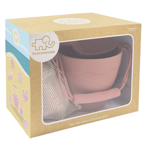 Silicone 8 piece Bucket & Spade Set - Rose - Living Textiles